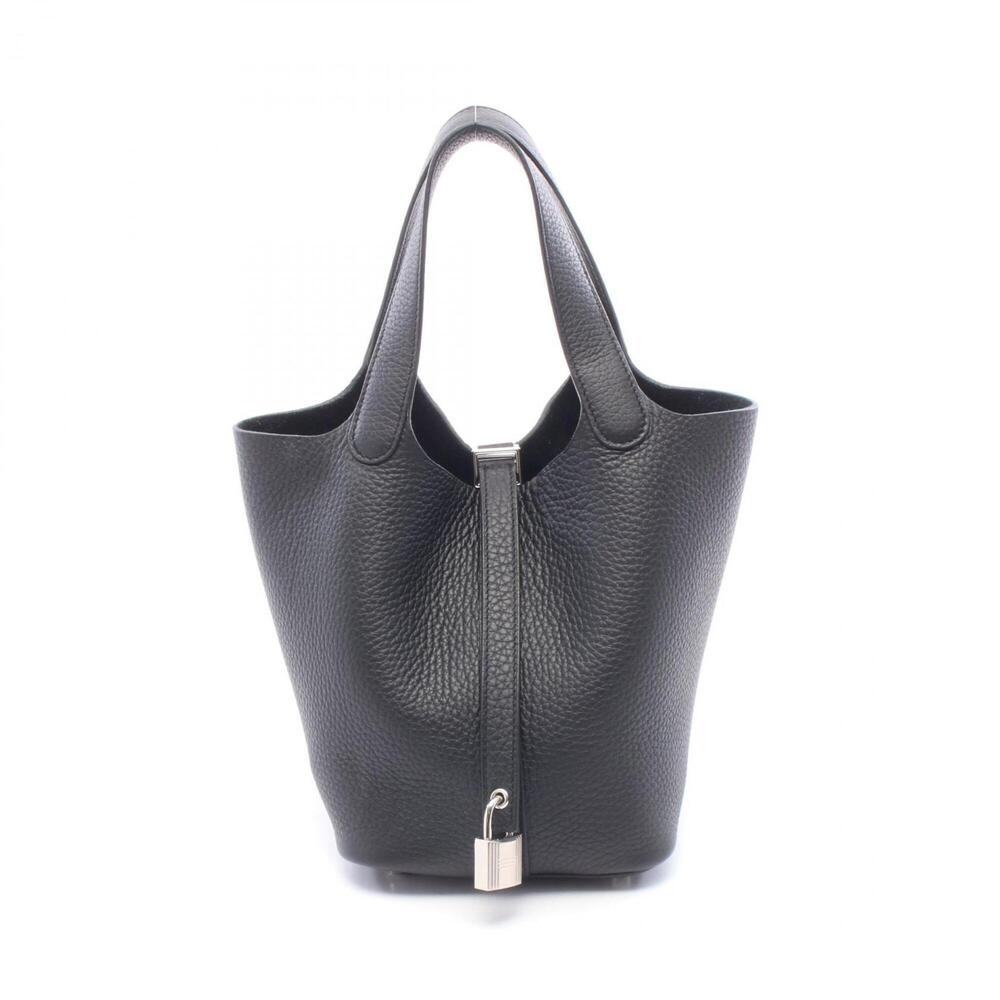 Hermes Picotin Lock PM Handbag, Taurillon Clemence Leather, Women's, Black